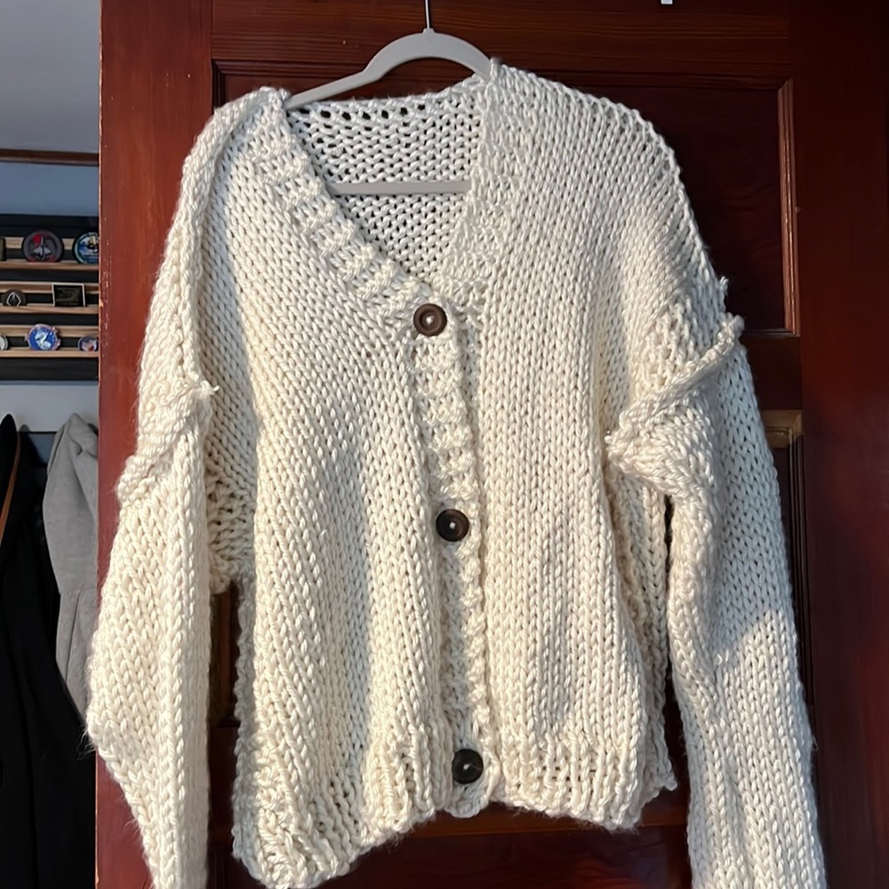 Hand knit cream sweater